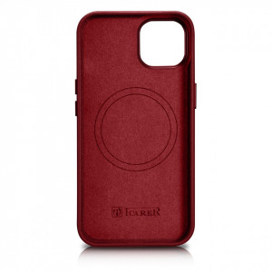 Гръб от естествена кожа iCARER Leather MagSafe - iPhone 14 Plus червен - Img 3