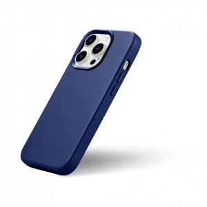Гръб от естествена кожа iCARER Leather MagSafe - iPhone 14 Pro Max син - Img 8