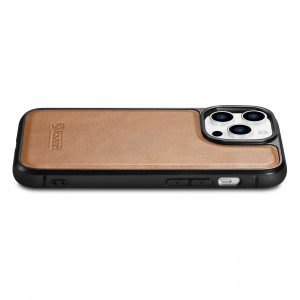Гръб от естествена кожа iCARER Leather Oil Wax MagSafe - iPhone 14 Pro кафяв - Img 11