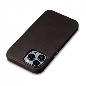 Гръб от естествена кожа iCARER Leather Oil Wax Premium MagSafe - iPhone 14 Pro кафяв - Img 9