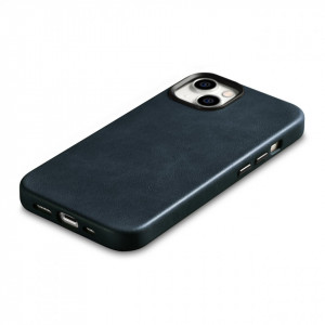 Гръб от естествена кожа iCARER Leather Oil Wax Premium MagSafe - iPhone 14 Plus тъмносин - Img 10
