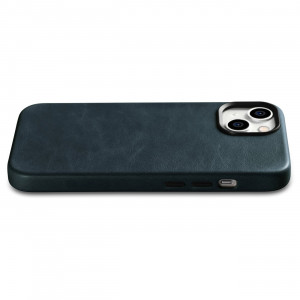 Гръб от естествена кожа iCARER Leather Oil Wax Premium MagSafe - iPhone 14 Plus тъмносин - Img 11