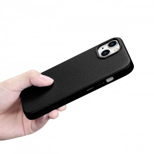 Гръб от естествена кожа iCARER Litchi Premium MagSafe - iPhone 14 Plus черен - Img 19