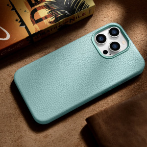 Гръб от естествена кожа iCARER Litchi Premium MagSafe - iPhone 14 Pro Max зелен - Img 16