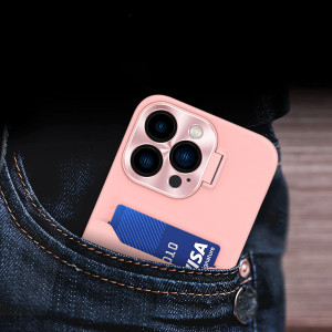 Гръб със стойка и джоб за карти Leather Stand - iPhone 14 Plus розов - Img 2
