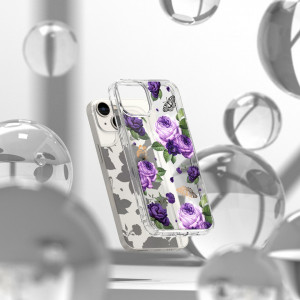 Гръб с гел рамка RINGKE Fusion Armor - iPhone 14 Plus (лилава роза) прозрачен - Img 3