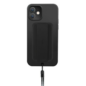 Гръб с лентов държач и каишка UNIQ Heldro с антимикробно покритие - iPhone 12 mini черен - Img 1