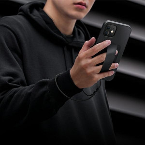 Гръб с лентов държач и каишка UNIQ Heldro с антимикробно покритие - iPhone 12 mini черен - Img 6