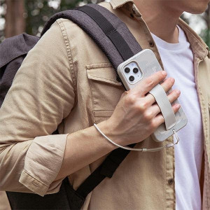 Гръб с лентов държач и каишка UNIQ Heldro с антимикробно покритие - iPhone 12 Pro Max бежов камуфлаж / слонова кост - Img 5