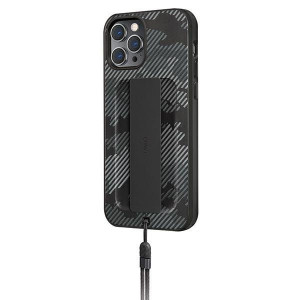 Гръб с лентов държач и каишка UNIQ Heldro с антимикробно покритие - iPhone 12 Pro Max черен въглен - Img 2