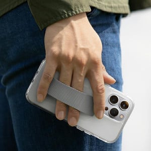 Гръб с лентов държач и каишка UNIQ Heldro с антимикробно покритие - iPhone 14 Pro кристалнопрозрачен - Img 6