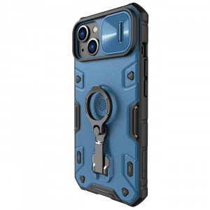 Гръб с подвижно покритие за камерата и ринг държач NILLKIN CamShield Armor Pro MagSafe - iPhone 14 Plus син - Img 2