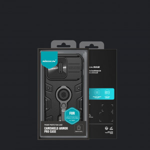 Гръб с подвижно покритие за камерата и ринг държач NILLKIN CamShield Armor Pro MagSafe - iPhone 14 Pro Max син - Img 5