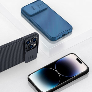 Гръб с подвижно покритие за камерата NILLKIN CamShield Pro MagSafe - iPhone 14 Pro Max син - Img 13