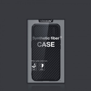 Гръб с подвижно покритие за камерата NILLKIN Synthetic Fiber S - iPhone 14 Plus черен - Img 5
