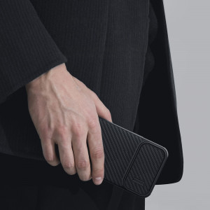 Гръб с подвижно покритие за камерата NILLKIN Synthetic Fiber S - iPhone 14 черен - Img 13