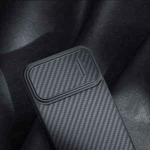 Гръб с подвижно покритие за камерата NILLKIN Synthetic Fiber S - iPhone 14 Plus черен - Img 11