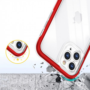 Гръб Clear 3в1 с гел рамка - iPhone 11 Pro червен - Img 6