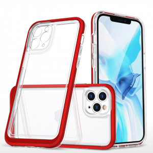 Гръб Clear 3в1 с гел рамка - iPhone 11 Pro Max червен - Img 1