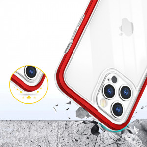Гръб Clear 3в1 с гел рамка - iPhone 12 Pro червен - Img 6