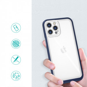 Гръб Clear 3в1 с гел рамка - iPhone 12 Pro Max син - Img 2