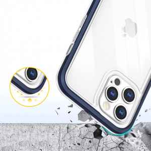 Гръб Clear 3в1 с гел рамка - iPhone 12 Pro Max син - Img 6