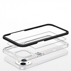 Гръб Clear 3в1 с гел рамка - iPhone 13 mini черен - Img 5