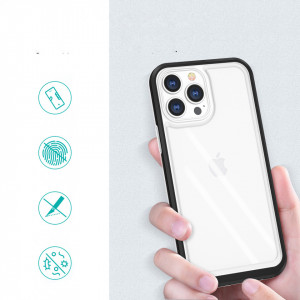 Гръб Clear 3в1 с гел рамка - iPhone 13 Pro Max черен - Img 2