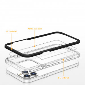 Гръб Clear 3в1 с гел рамка - iPhone 14 черен - Img 6