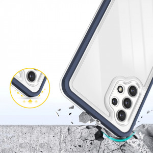 Гръб Clear 3в1 с гел рамка - Samsung Galaxy A72 син - Img 6