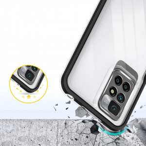 Гръб Clear 3в1 с гел рамка - Xiaomi Redmi 10 / 10 2022 / Note 11 4G черен - Img 6
