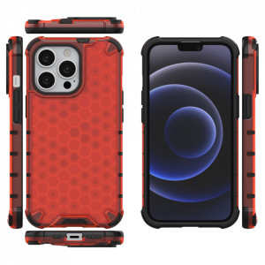Гръб Honeycomb Armor със силиконов бъмпер - iPhone 13 Pro червен - Img 2