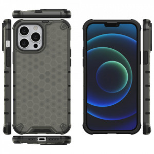 Гръб Honeycomb Armor със силиконов бъмпер - iPhone 13 Pro Max черен - Img 2
