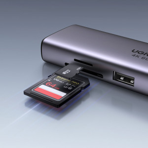 Докинг станция UGREEN 7в1 USB Type C към 2x USB Type A 3.2 Gen.1 / HDMI 4K 60Hz / четец за SD и Micro SD карти / USB Type C Power Delivery 100W / RJ45 1000Mbps (1Gbps) (60515 CM512) сива - Img 7