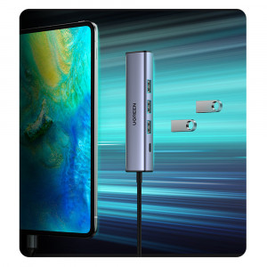 Докинг станция UGREEN USB Type A 3.0 към 3x USB Type A / RJ45 / USB Type C Power Delivery (CM475) сива - Img 17