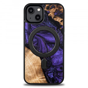 Дървен гръб BEWOOD Unique Wood and Resin MagSafe - iPhone 15 Plus Violet черен / лилав - Img 1