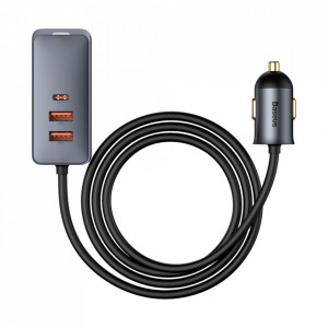 Зарядно за кола BASEUS Share Together 120W USB Type C с удължител за задната седалка 2x USB Type A / USB Type C PPS PD QC (CCBT-A0G) сиво - Img 3