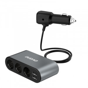 Зарядно за кола DUDAO 60W 2x USB Type A / 3x вход за запалка с кабел и LED дисплей (R1Pro) черно - Img 3
