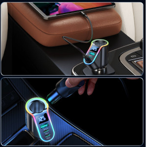 Зарядно за кола JOYROOM 4в1 150W USB Type A / 2x USB Type C / вход за запалка PD QC3.0 с LED дисплей (JR-CL21) черно - Img 12