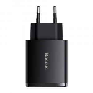 Зарядно за стена BASEUS 30W 3A 2x USB Type A / USB Type C PD QC (CCXJ-E01) черно - Img 2