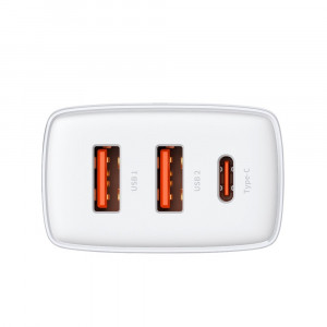 Зарядно за стена BASEUS 30W 3A 2x USB Type A / USB Type C PD QC (CCXJ-E02) бяло - Img 4
