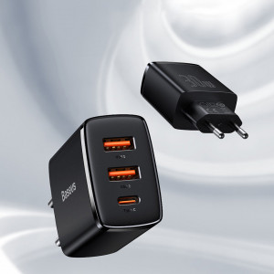 Зарядно за стена BASEUS 30W 3A 2x USB Type A / USB Type C PD QC (CCXJ-E02) бяло - Img 12