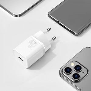 Зарядно за стена BASEUS Super Si 1C 20W USB Type C PD + кабел USB Type C към Lightning 1m (TZCCSUP-B02) бяло - Img 9