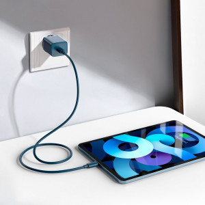 Зарядно за стена BASEUS Super Si 1C 20W USB Type C PD + кабел USB Type C към Lightning кабел 1m (TZCCSUP-B03) синьо - Img 10