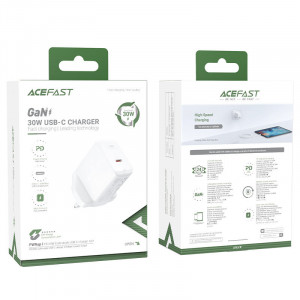 Зарядно за стена (UK стандарт) ACEFAST GaN 30WUSB Type C PPS PD Q3 3.0 AFC FCP (A24) бяло - Img 5