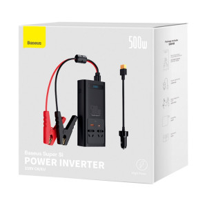 Инвертор за кола BASEUS 150W 12V / 500W 220V (CN / EU стандарт) (CGNB000101) черен - Img 5