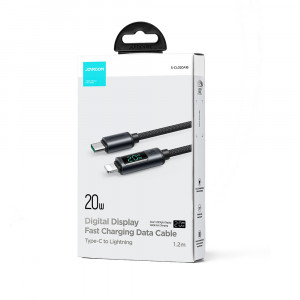 Кабел за зареждане и данни с дисплей и оплетка JOYROOM USB Type C към Lightning 20W 1.2m S-CL020A16 черен - Img 8