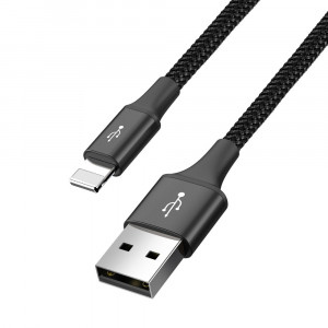 Кабел за зареждане и данни с оплетка BASEUS кабел USB 4in1 USB Type A към 2x Lightning / USB Type C / micro USB 3.5A 1.2m черен (CA1T4-A01) - Img 2
