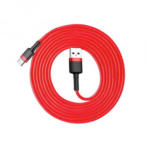 Кабел за зареждане и данни с оплетка BASEUS Cafule USB Type A към USB Type C с бързо зареждане 3.0 2A 2m червен (CATKLF-C09) - Img 8