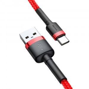 Кабел за зареждане и данни с оплетка BASEUS Cafule USB Type A към USB Type C 3A 1m (CATKLF-B09) червен - Img 11